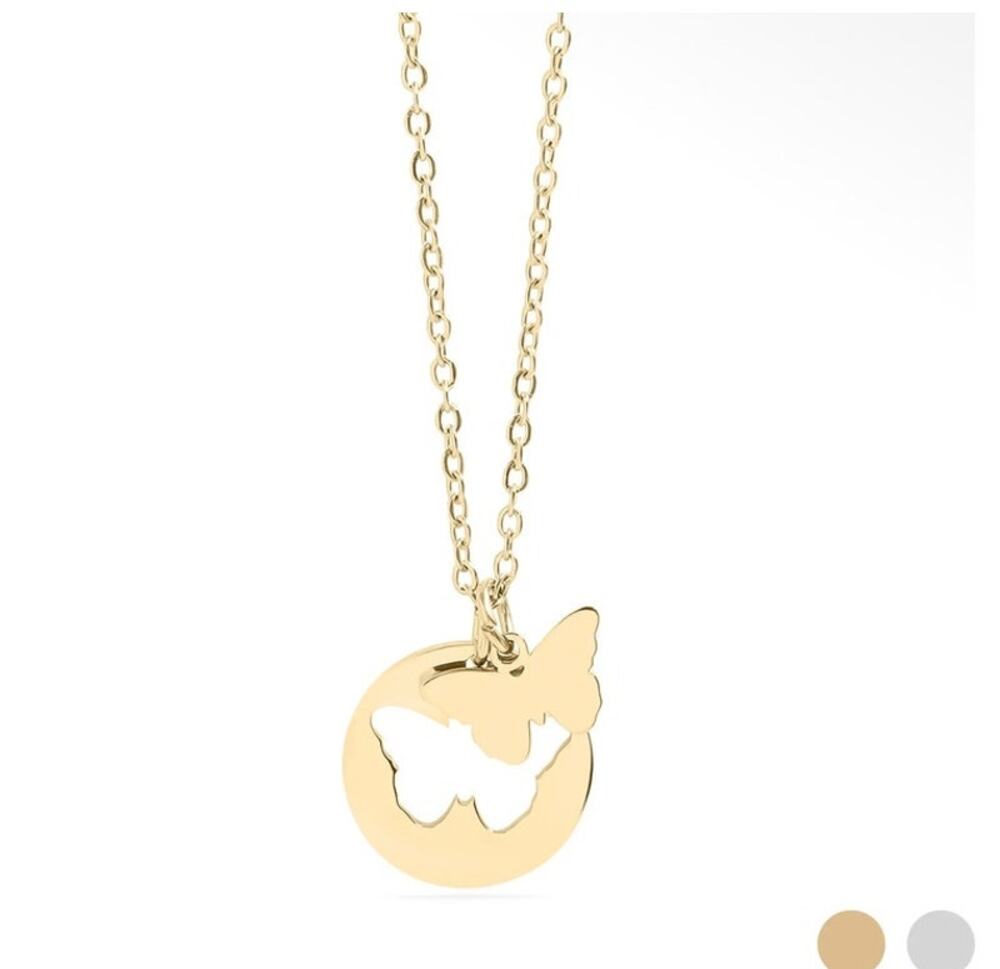 18K Gold Pvd Stainless Steel Butterfly Cutout Necklace